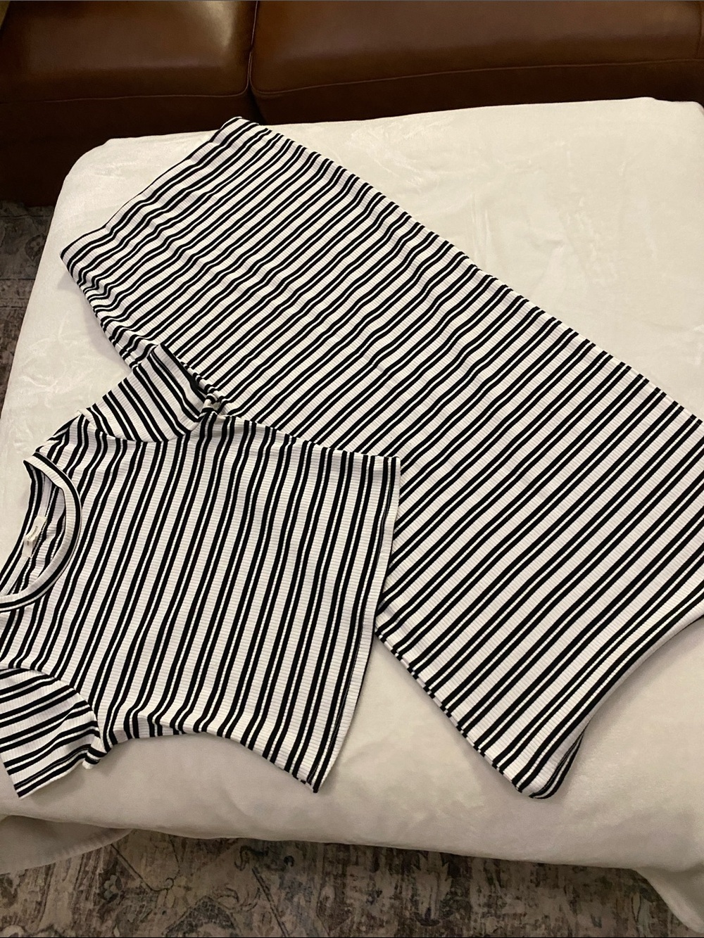 Striped Black & White Maxi Skirt - Classic Ribbed Knit